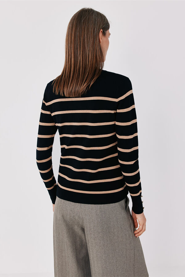 Cortefiel Camisola fina &agrave;s riscas Preto