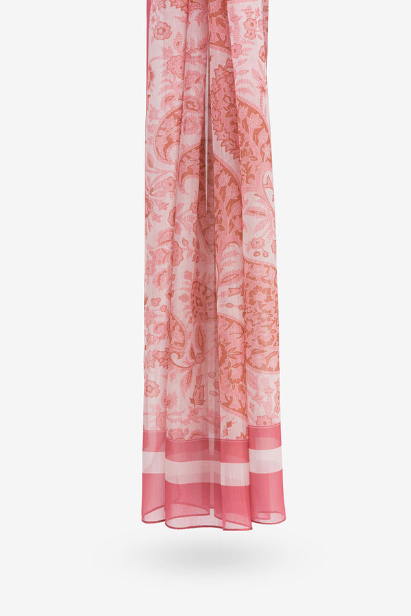 Vilanova Pa&ntilde;uelo semitransparente con estampado paisley Rosa