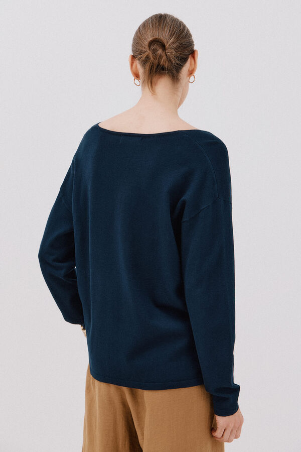 Cortefiel Jersey escote pico Azul marino