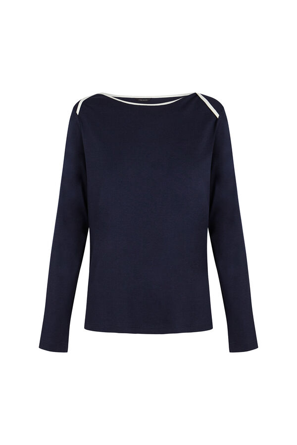 Cortefiel Camiseta cuello barco contraste Azul marino