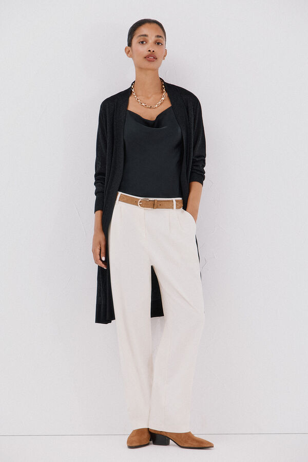 Cortefiel Chaqueta larga lurex Negro