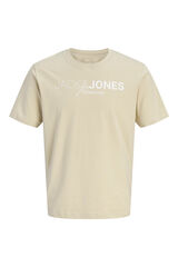 Jack & Jones Camiseta logo manga corta Beige