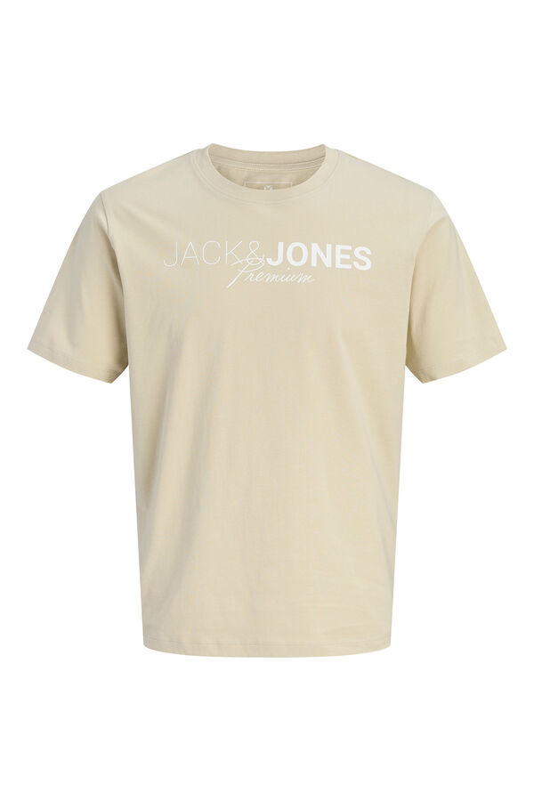 Jack & Jones Camiseta logo manga corta Beige