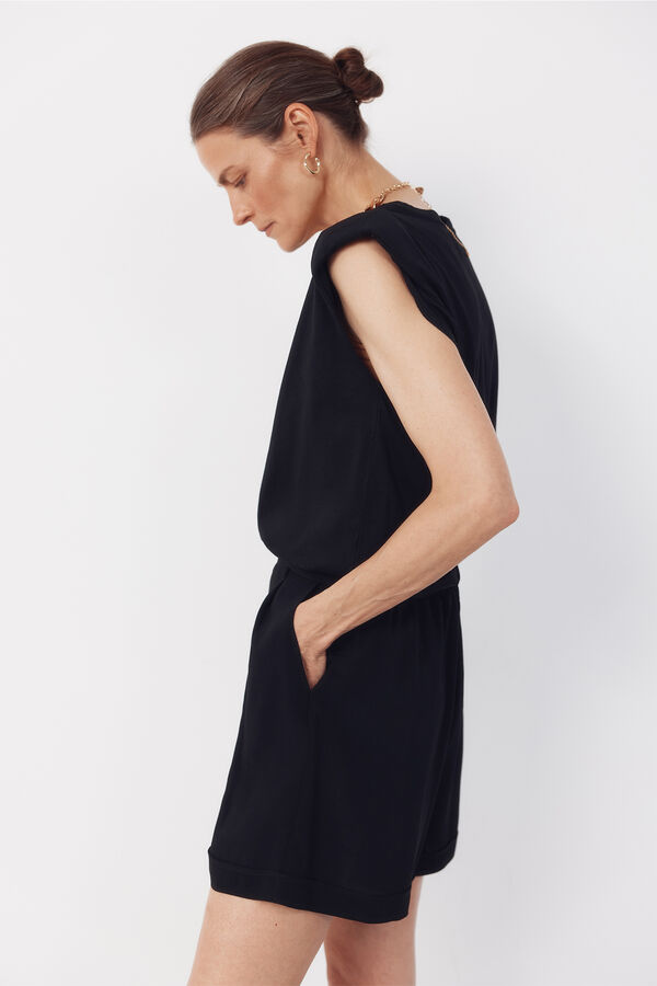 Cortefiel T-shirt com ombreiras Preto