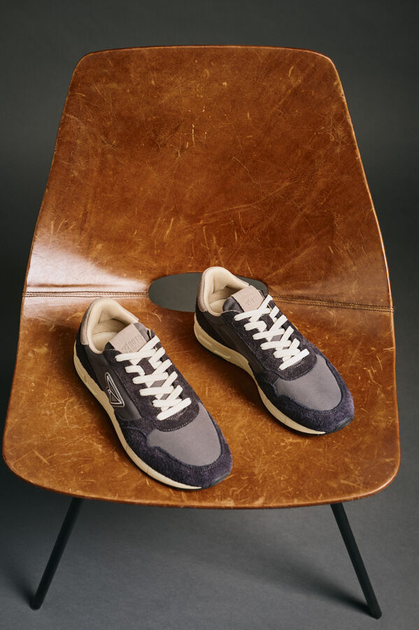 OOTO Leather and fabric sneaker Grey