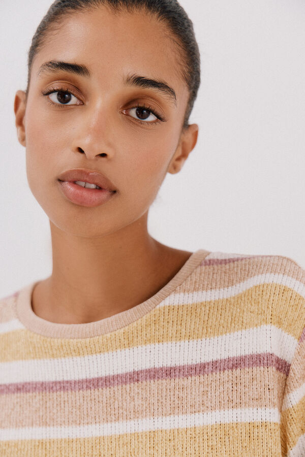 Cortefiel Camiseta chenilla rayas Amarillo