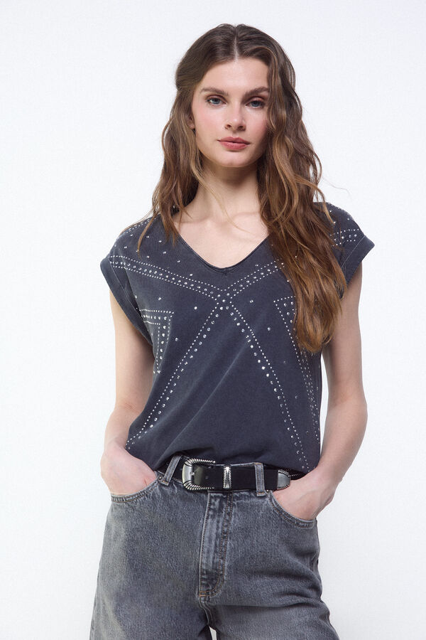 Slowlove Camiseta tachas Gris
