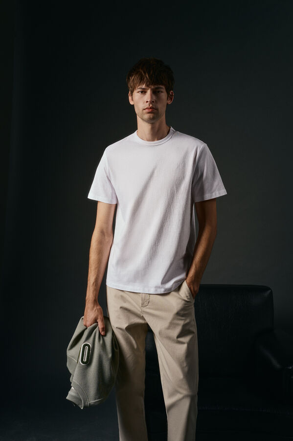 OOTO Camiseta básica con bordado avión Blanco