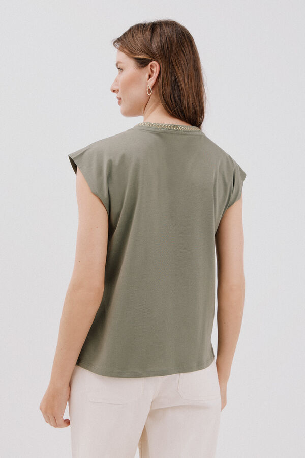 Cortefiel V-neck t-shirt Kaki