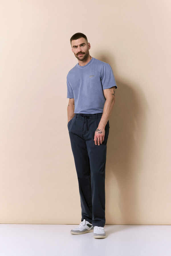 OOTO Camiseta lavada manga corta logo Azul