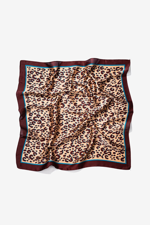 Vilanova Bandana Satinada Estampada Leopardo Marr&oacute;n
