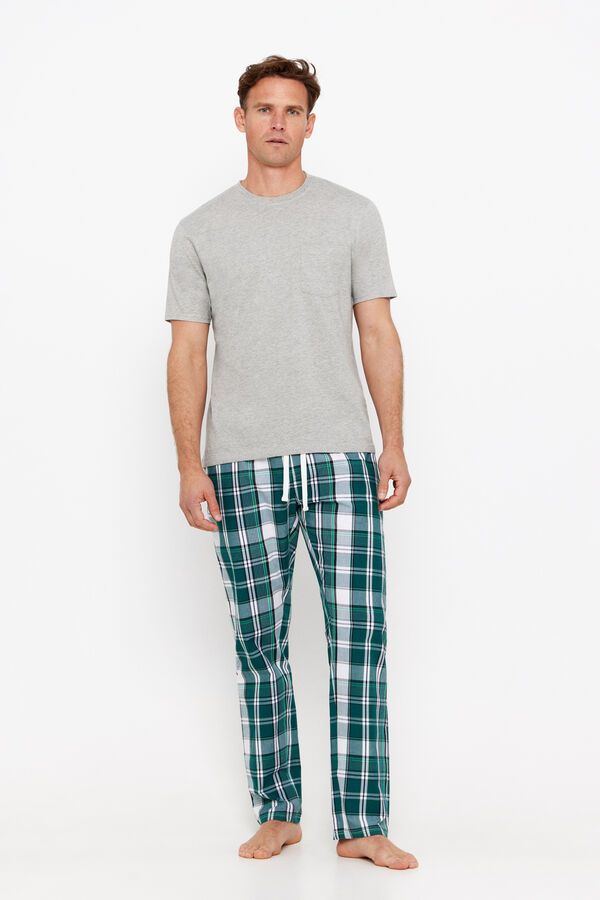 Cortefiel Set de pijama punto y tela Gris