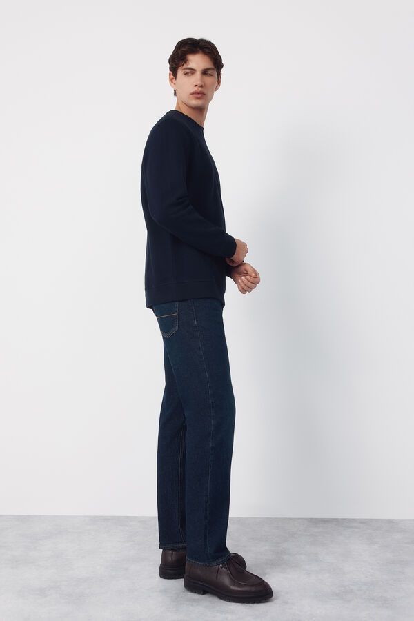 Cortefiel Textured crew neck sweatshirt Navy