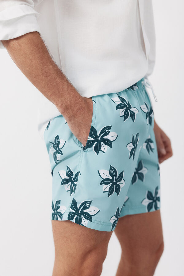 Cortefiel Ba&ntilde;ador estampado flores grandes Estampado verde