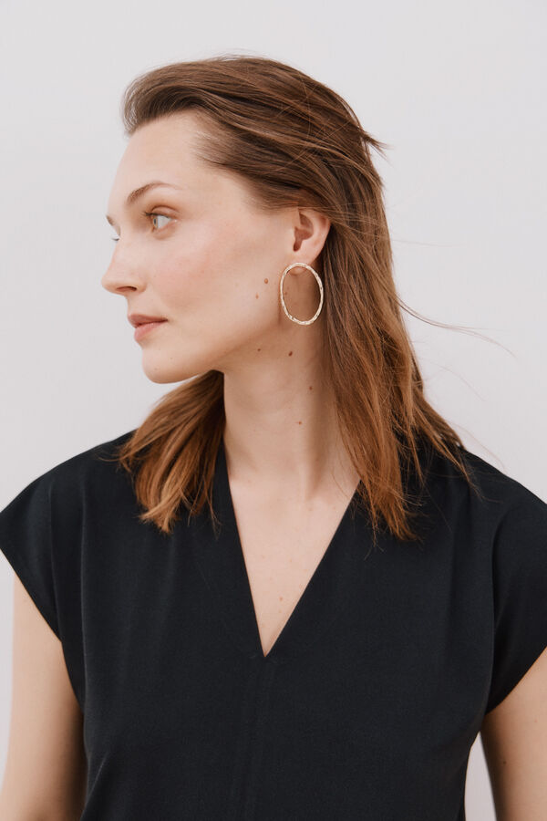 Cortefiel Camiseta estampada com decote em bico franzido Preto