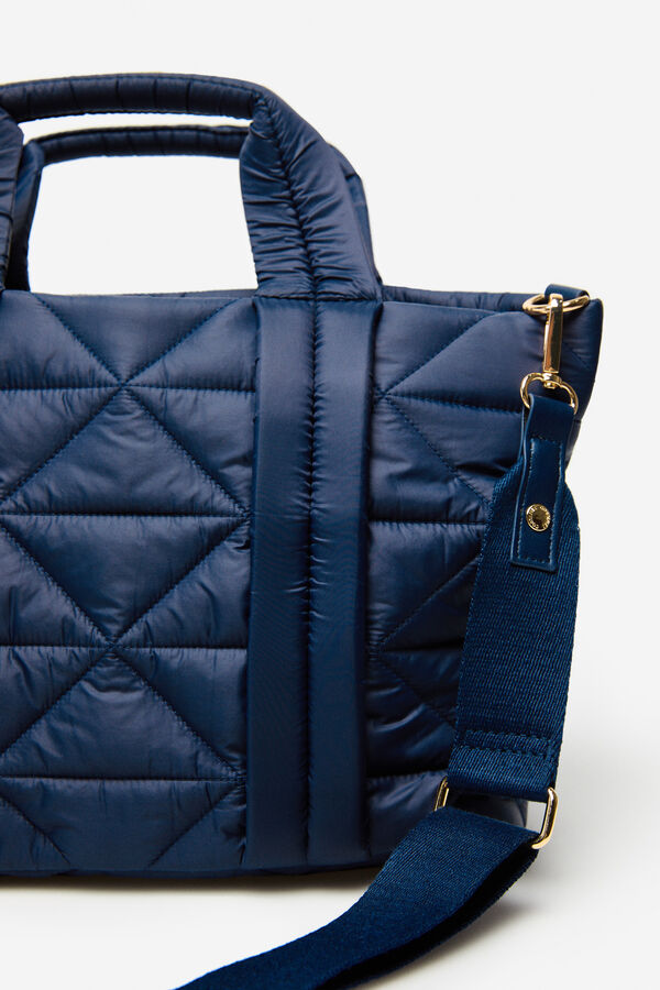 Cortefiel Bolso shopper nylon acolchado Azul marino