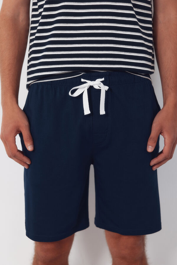 Cortefiel Set de pijama punto Azul marino