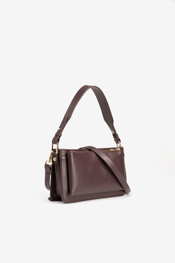 Vilanova Leather Effect Handbag, bag with Pocket Dark brown