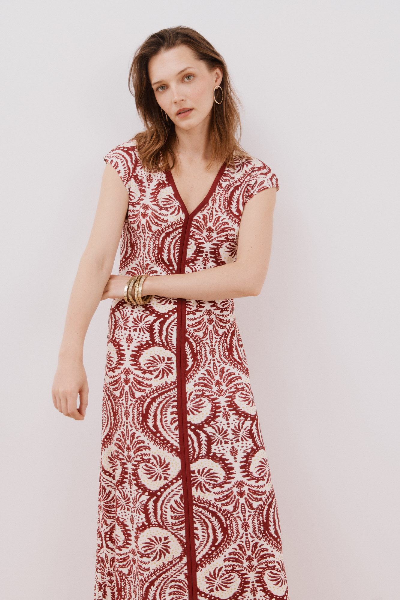 Cortefiel Vestido com decote em bico contrastante