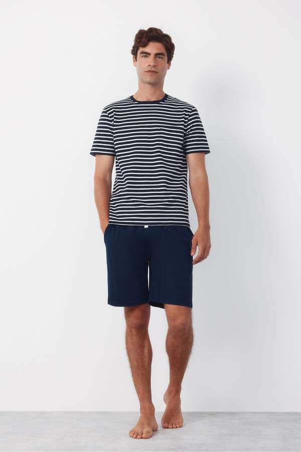 Cortefiel Set de pijama punto Azul marino