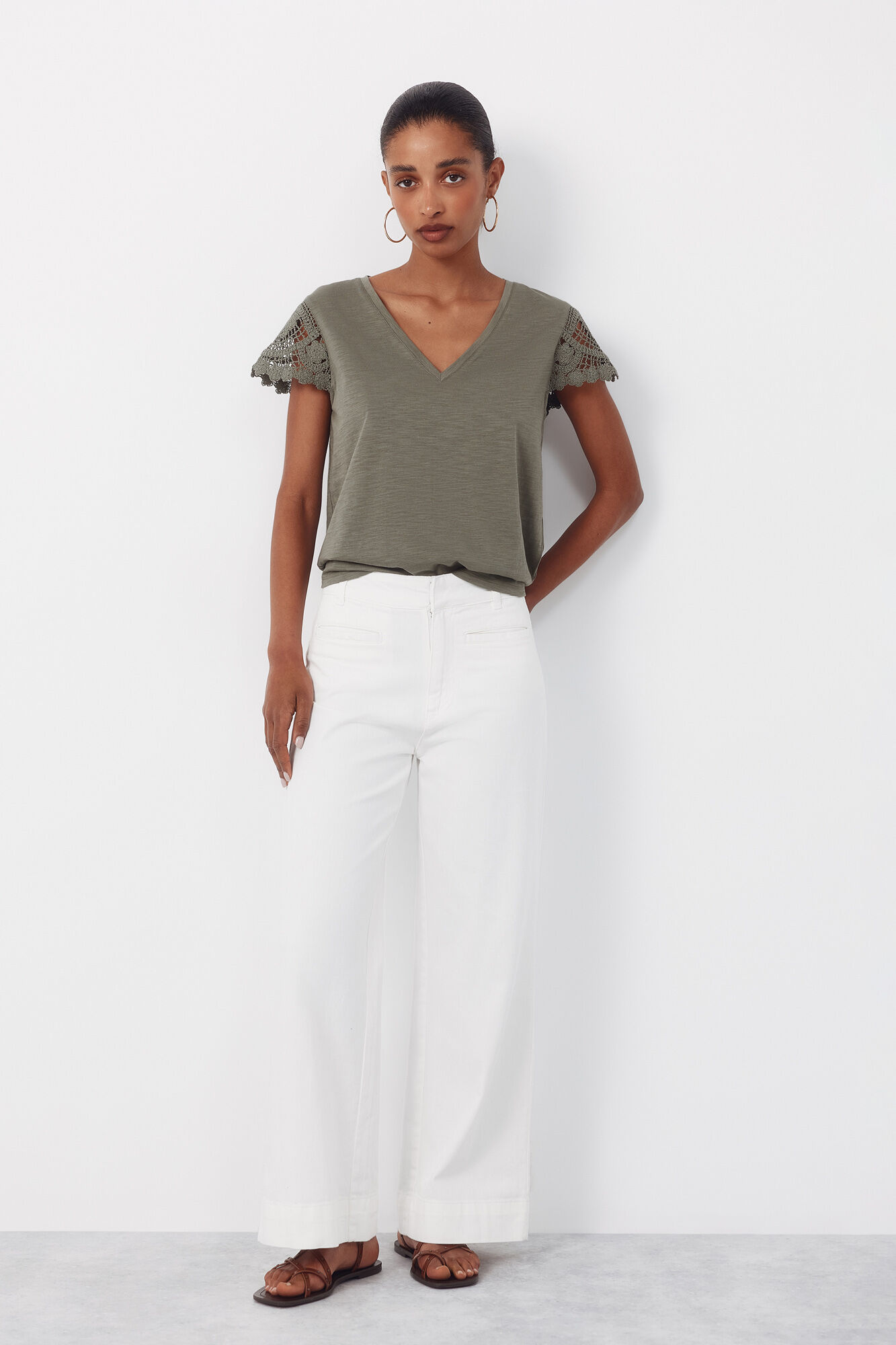 Cortefiel Camiseta manga crochet