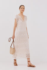 Cortefiel Vestido crochet Castanho