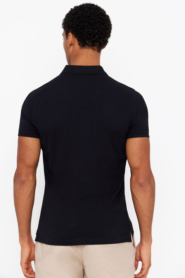 Cortefiel Essential slim polo shirt Black