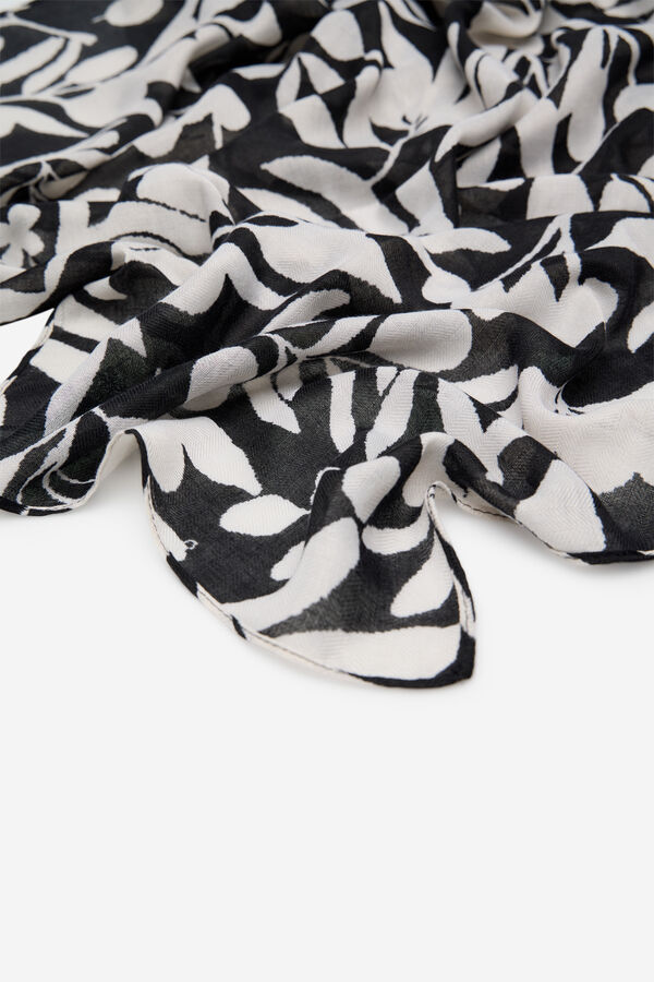 Cortefiel Fular floral bicolor Estampado gris