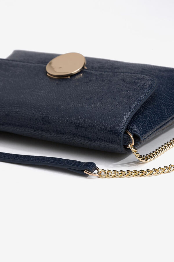 Vilanova Bolsa efecto croc con solapa Azul marino