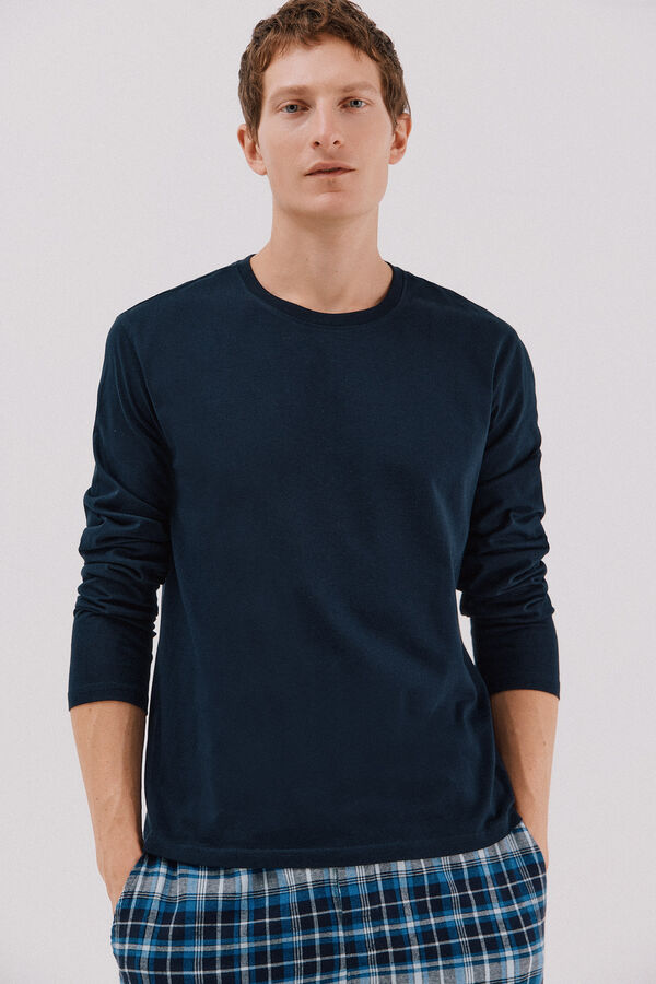 Cortefiel Jersey-knit and cloth pyjama set Navy