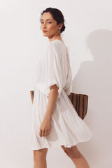 Cortefiel Caftan curto com renda Branco