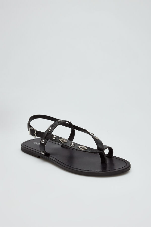 Cortefiel Studded strappy sandal Black