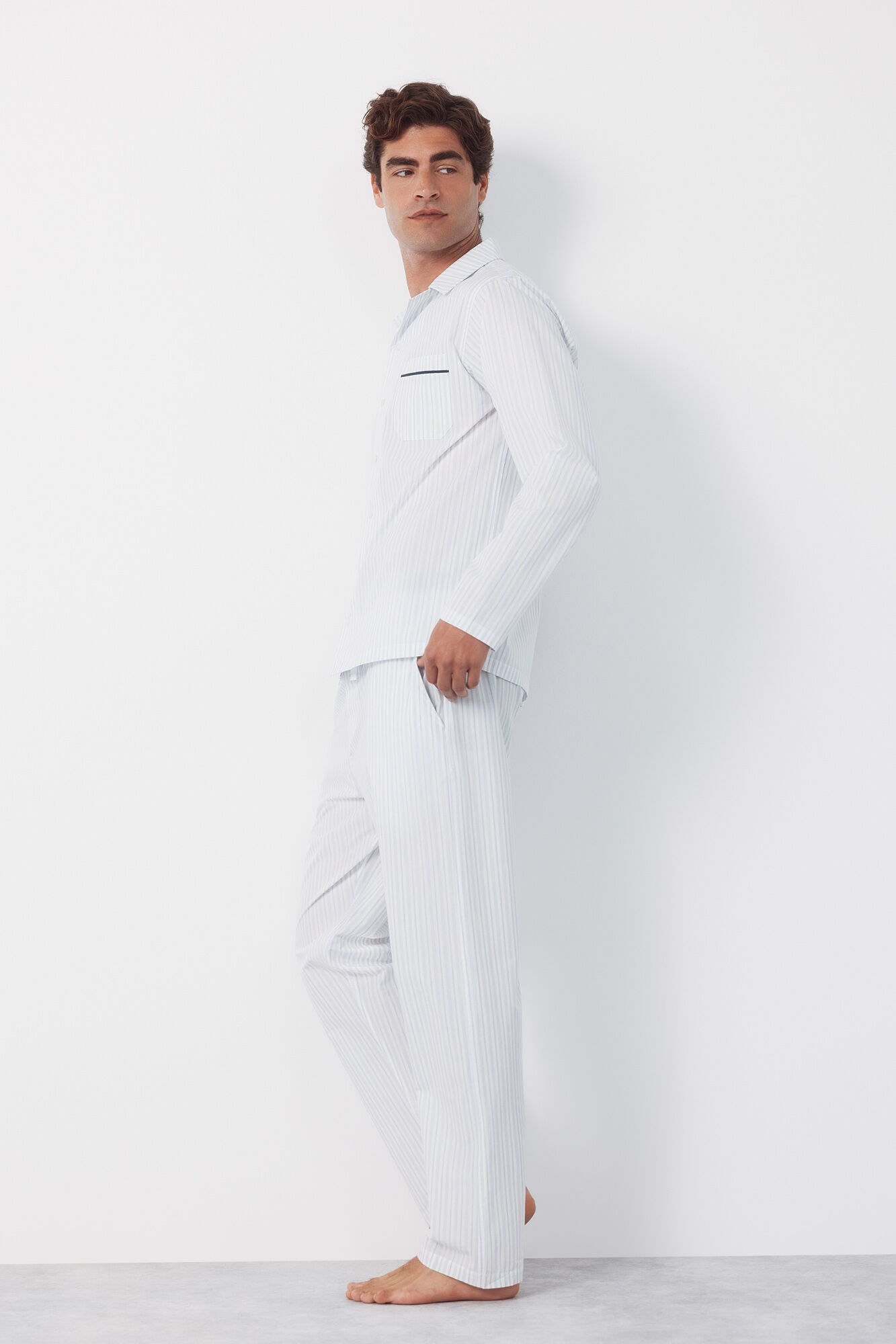 Cortefiel Conjunto de pijama em tecido riscado