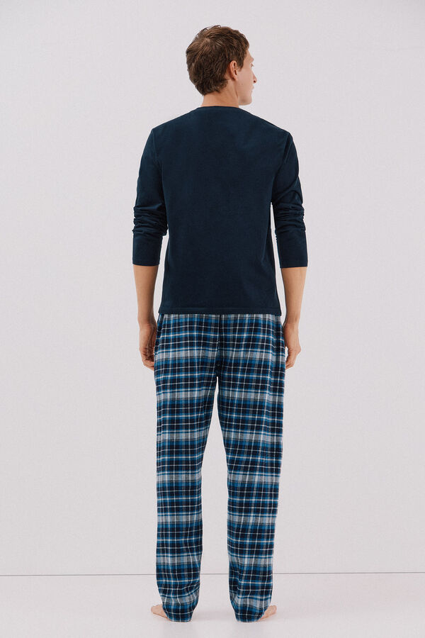 Cortefiel Jersey-knit and cloth pyjama set Navy
