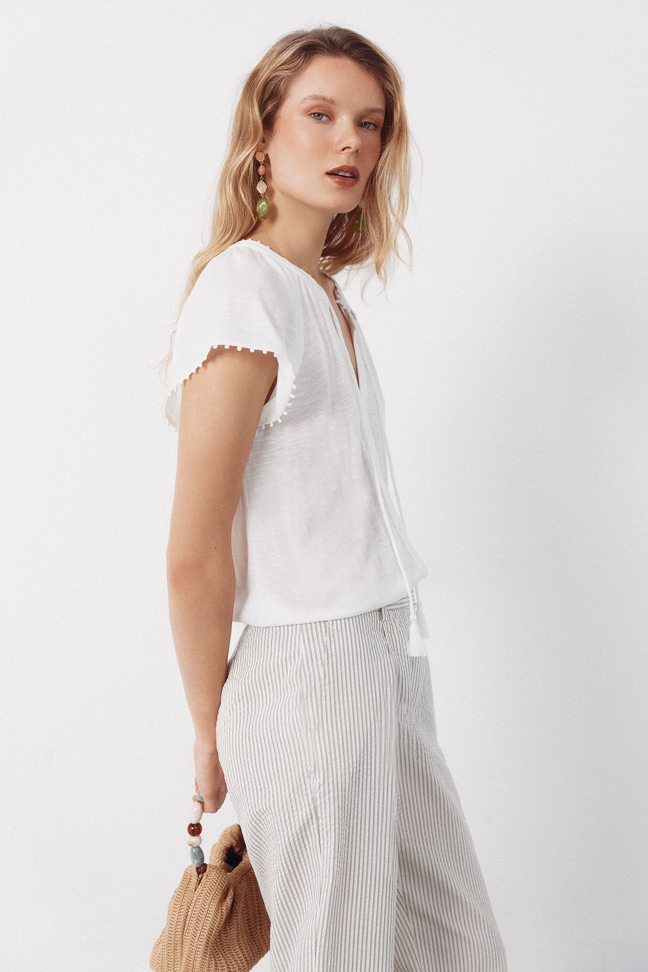 Cortefiel Camiseta fluida pasamanerias