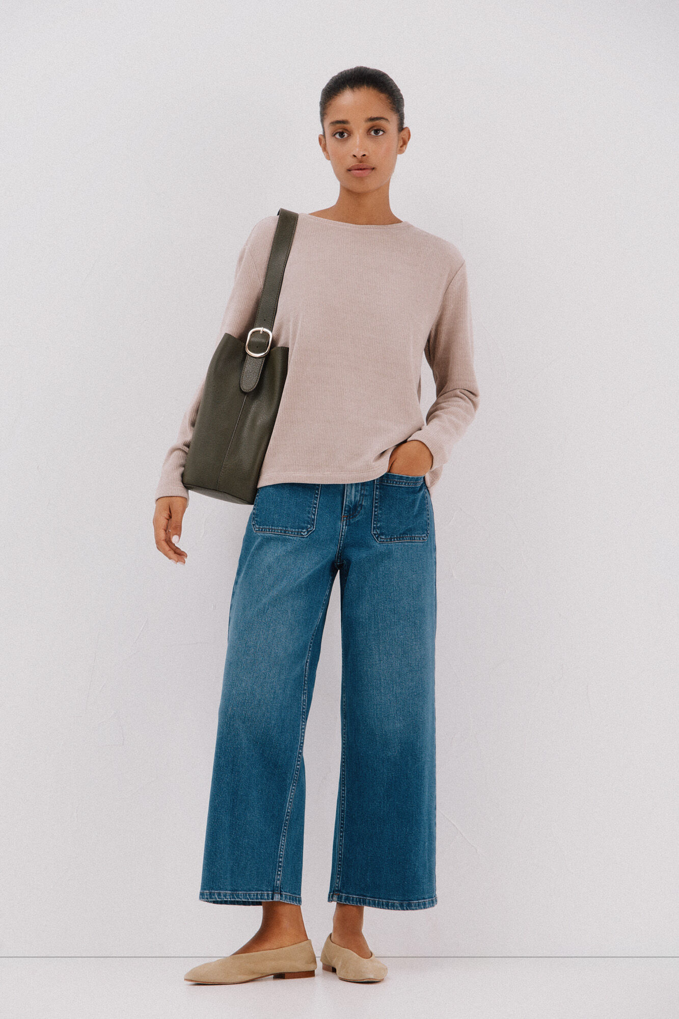 Cortefiel Camiseta riscas em chenille