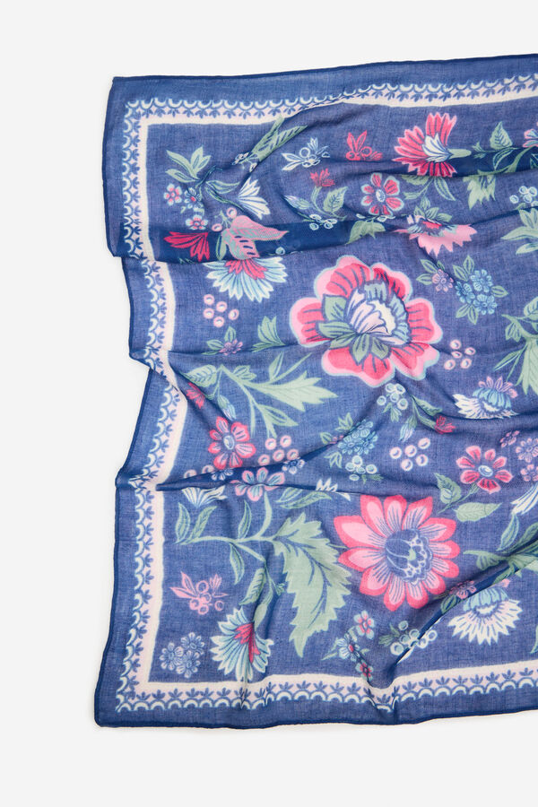 Cortefiel Len&ccedil;o de seda estampagem floral Azul