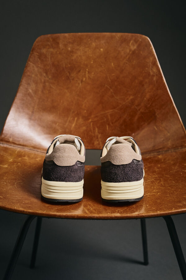 OOTO Leather and fabric sneaker Grey