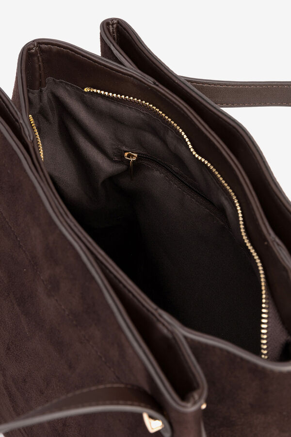 Vilanova Bolso Shopper Efecto Gamuza Marr&oacute;n oscuro