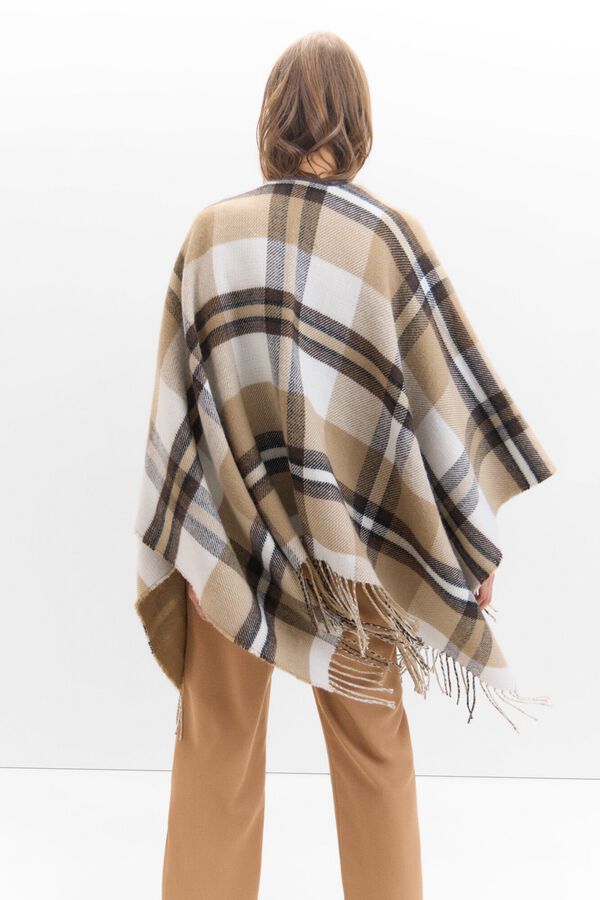 Cortefiel plain reversible poncho Printed beige