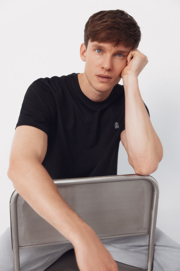 Cortefiel Camiseta b&aacute;sica Negro