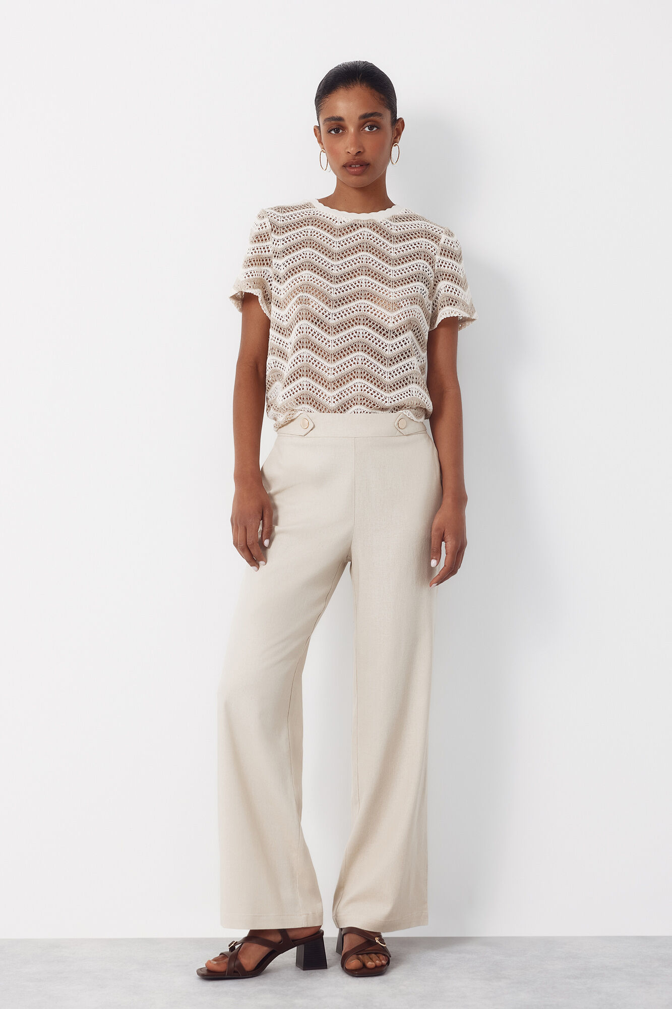 Cortefiel Top crochet zig-zag