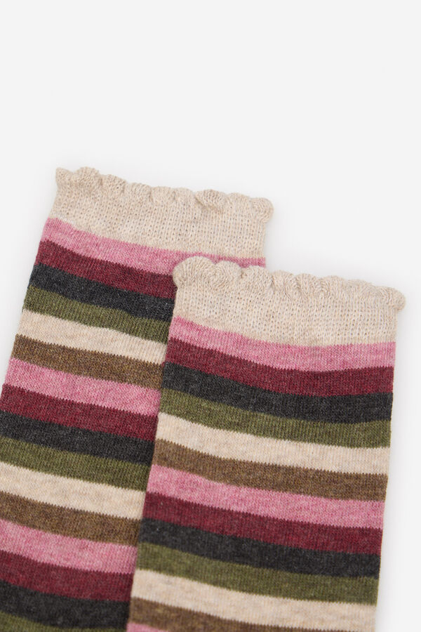 Cortefiel Calcetines rayas multicolor Estampado beige
