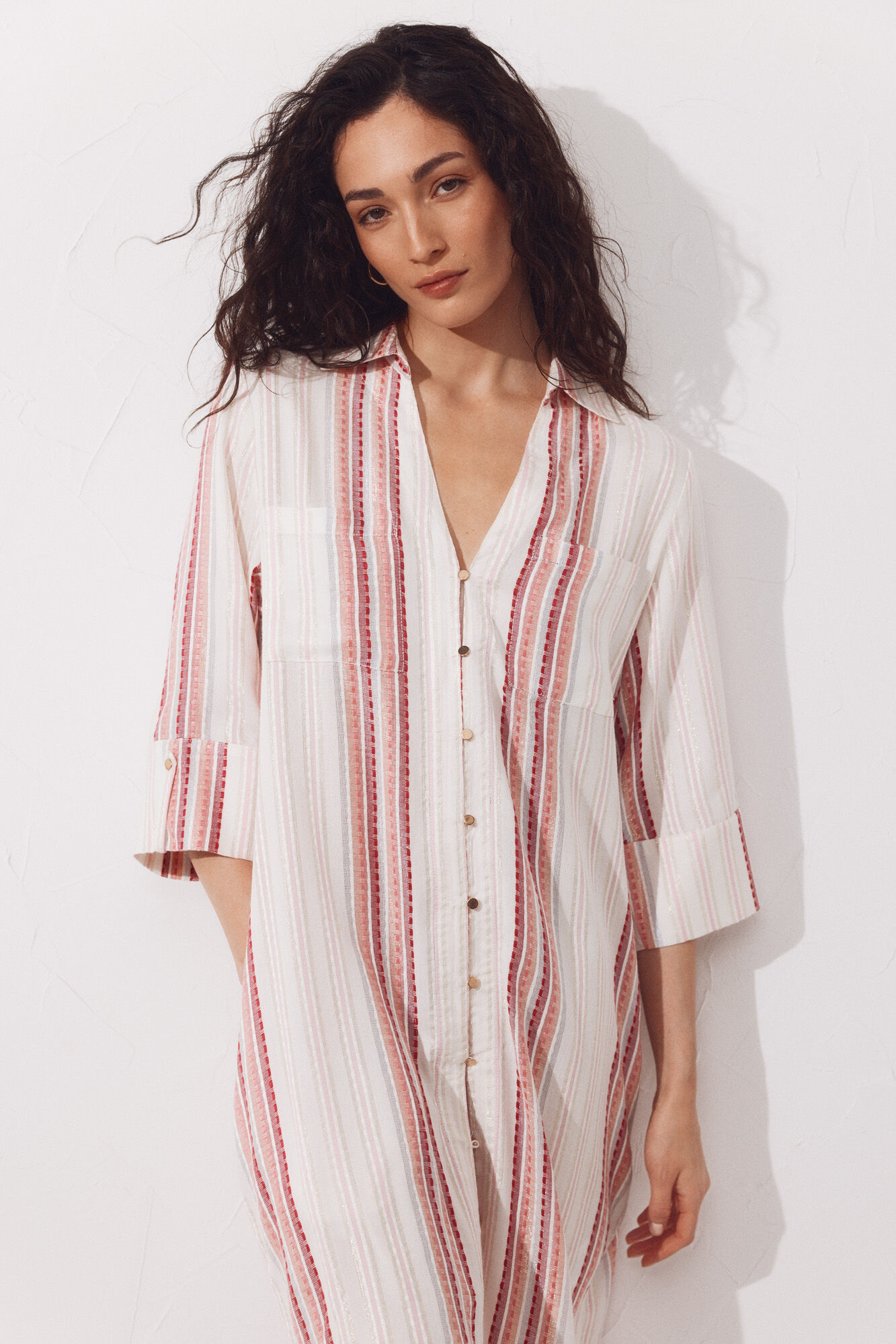 Cortefiel Caftan tipo camisa em lurex