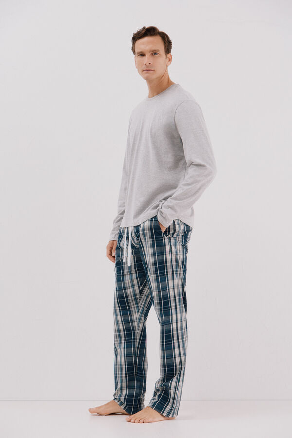 Cortefiel Conjunto de pijama malha e tecido Cinzento