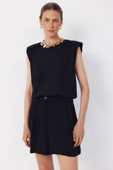 Cortefiel T-shirt com ombreiras Preto