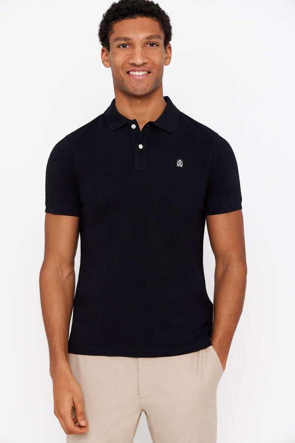 Cortefiel Essential slim polo shirt Black