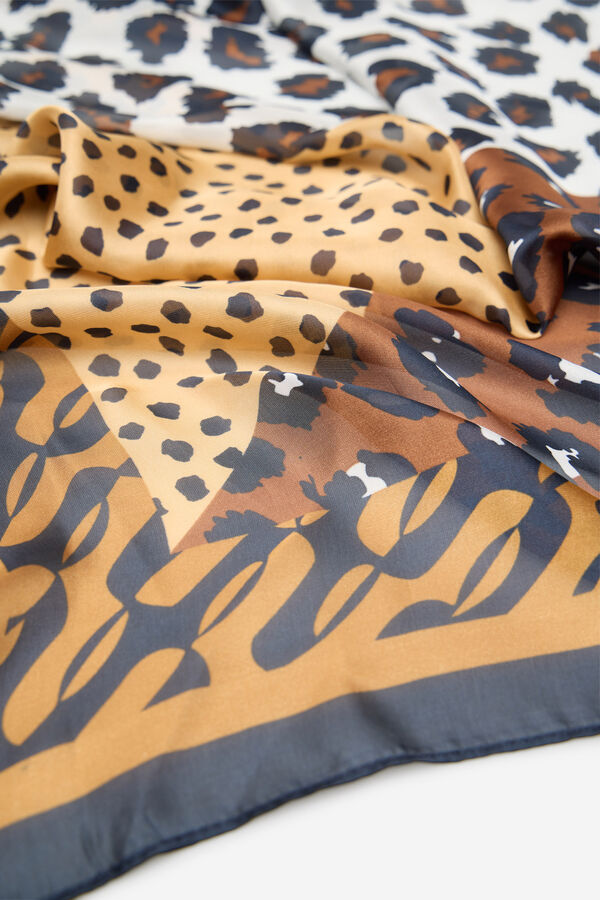 Cortefiel Cachecol com estampado de leopardo Castanho