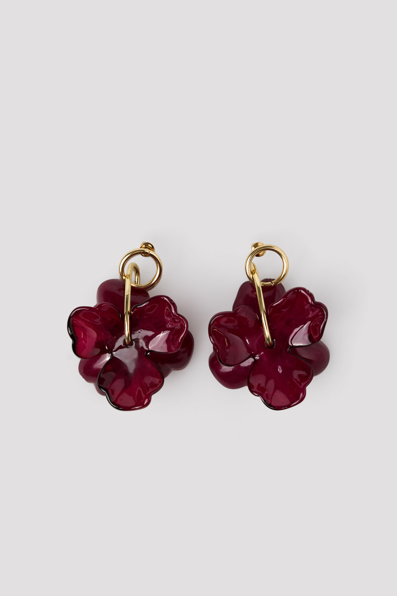 Cortefiel Pendientes aro con flor
