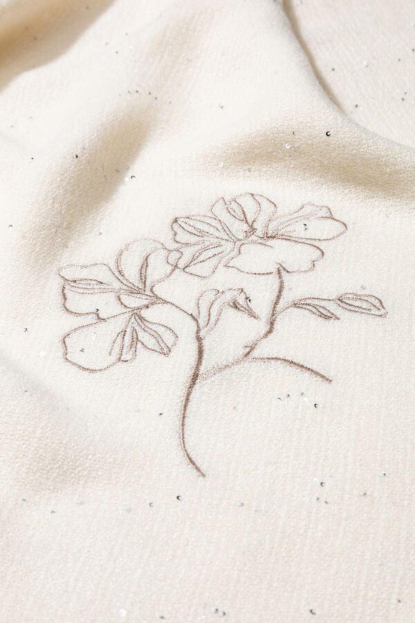 Vilanova Cachecol bordado floral Tostado